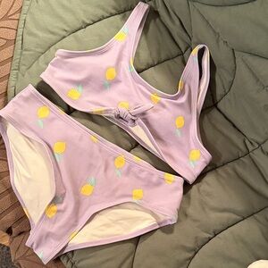 Old Navy Girls Lavender 🍋 Lemon-Print Bikini Top and Bottom set